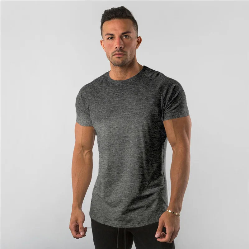 T-Shirt Herren Freizeit Kurzarm Muscle Jogger Bodybuilding T-Shirt Herren Gym Fitness Oberteile Tee Streetwear Slim Fit Sommer T-Shirt
