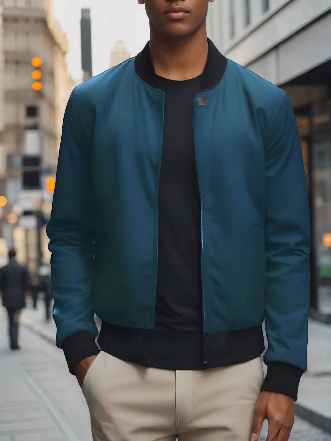 2024 Frühling und Herbst Neue Baseballkragen Kurze Locker Einfarbige Jacke Herren Business Casual Dünner Mantel Trend