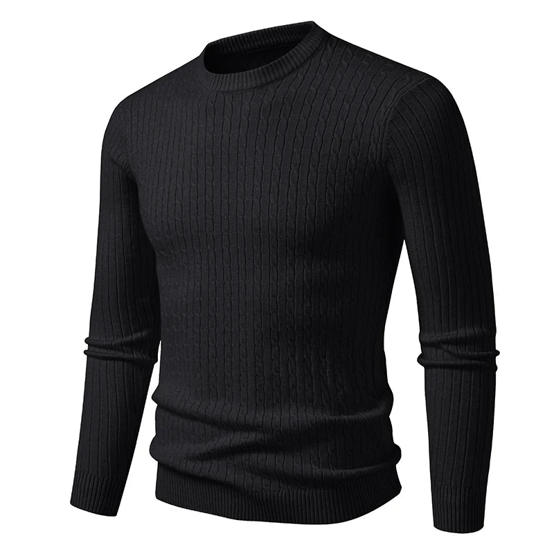 neue Herren Rundhals-Pullover Langarm Leichtgewicht Strickkleid Pullover Casual Oberbekleidung Zopfmuster Pullover