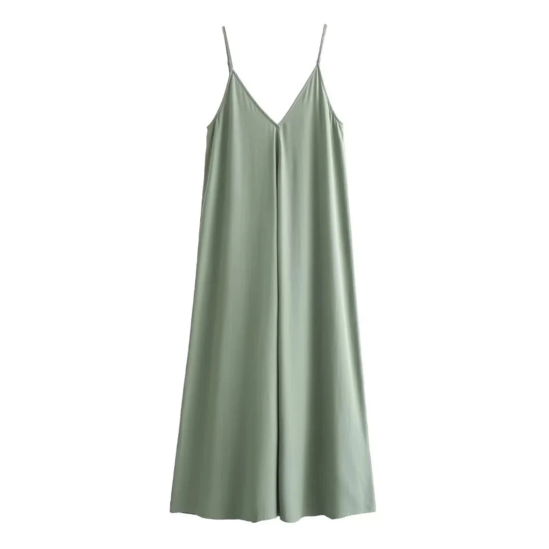 HXAO Slipkleid Damen 2024 Sommer Damen Loose Kleider Ärmellose dünne Träger Schwarze lange Kleider Rückenfreie Strandurlaubskleider
