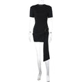 Elegantes Minikleid Damen Schleifen Schmal O-Ausschnitt Kurzarm Über dem Knie Kleider Weiblich Frühling Sommer Partykleid Lady High Street