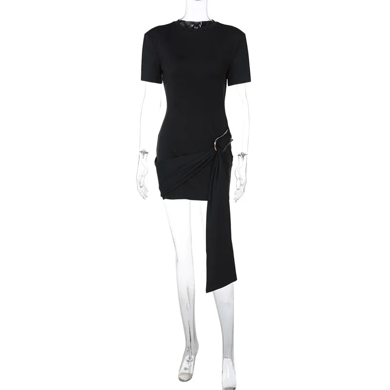 Elegantes Minikleid Damen Schleifen Schmal O-Ausschnitt Kurzarm Über dem Knie Kleider Weiblich Frühling Sommer Partykleid Lady High Street