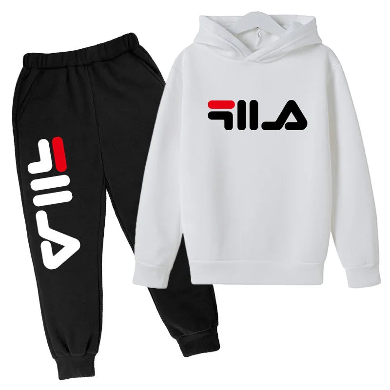 Kids Autumn Spring Trend Letter Print 2pcs Hoodie+Pants Tracksuits 2-13 Years Boys Girls Casual Outfits Children Clothes Sets
