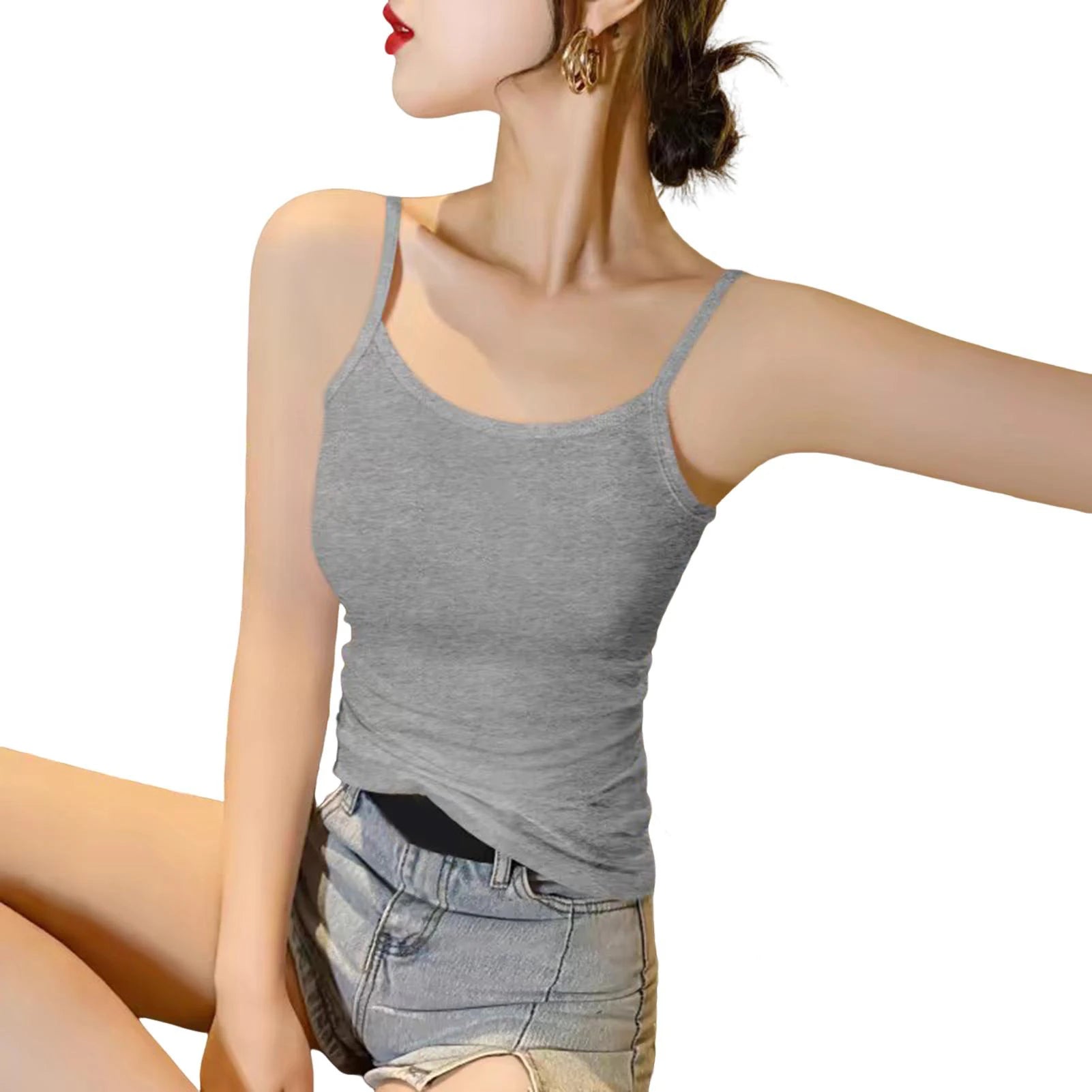 Schickes lockeres Tanktop ärmellos Alltagskleidung feuchtigkeitsableitendes Unterhemd Damen Weste