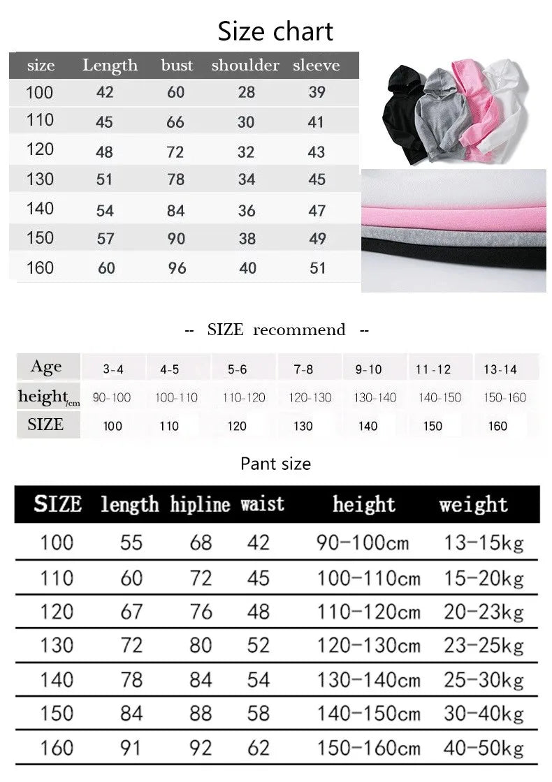 Kids Autumn Spring Trend Letter Print 2pcs Hoodie+Pants Tracksuits 2-13 Years Boys Girls Casual Outfits Children Clothes Sets