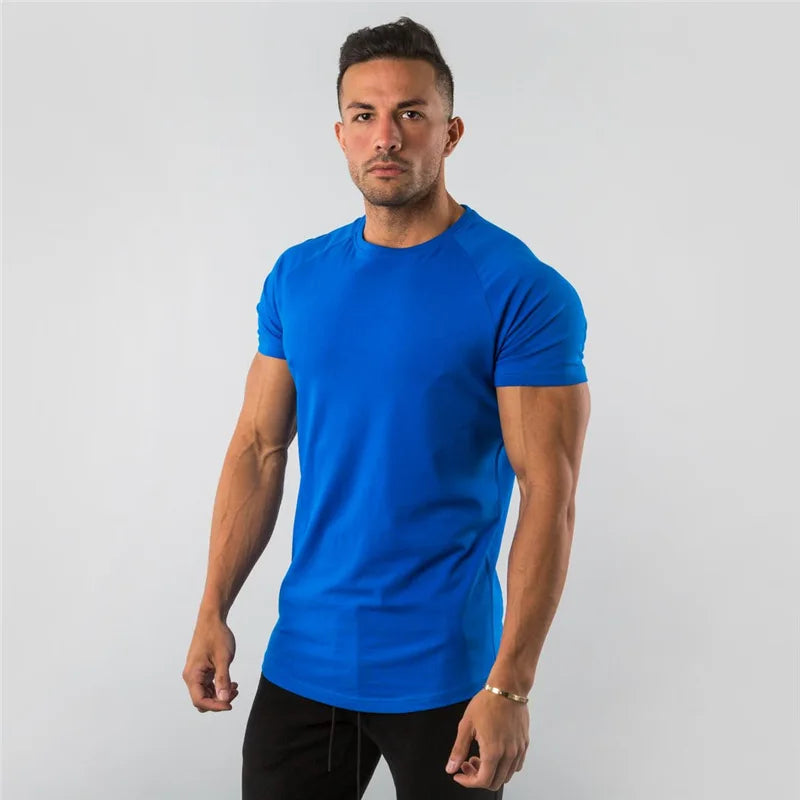 T-Shirt Herren Freizeit Kurzarm Muscle Jogger Bodybuilding T-Shirt Herren Gym Fitness Oberteile Tee Streetwear Slim Fit Sommer T-Shirt