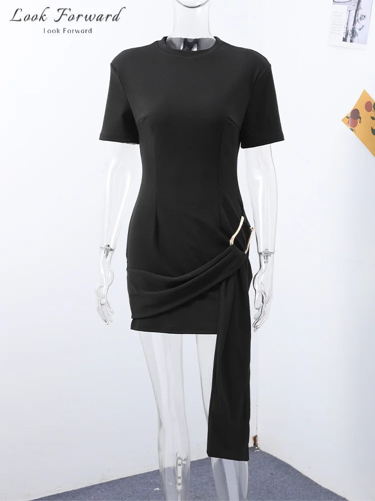 Elegantes Minikleid Damen Schleifen Schmal O-Ausschnitt Kurzarm Über dem Knie Kleider Weiblich Frühling Sommer Partykleid Lady High Street