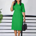 Summer New 2026 Women's Solid Color V-Neck Short Sleeve Dress Pencil Skirt Waist Tunle Material Fashionable Casual Maxi Dress