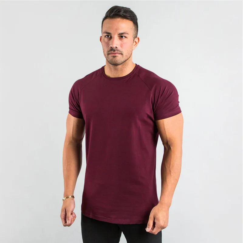 T-Shirt Herren Freizeit Kurzarm Muscle Jogger Bodybuilding T-Shirt Herren Gym Fitness Oberteile Tee Streetwear Slim Fit Sommer T-Shirt