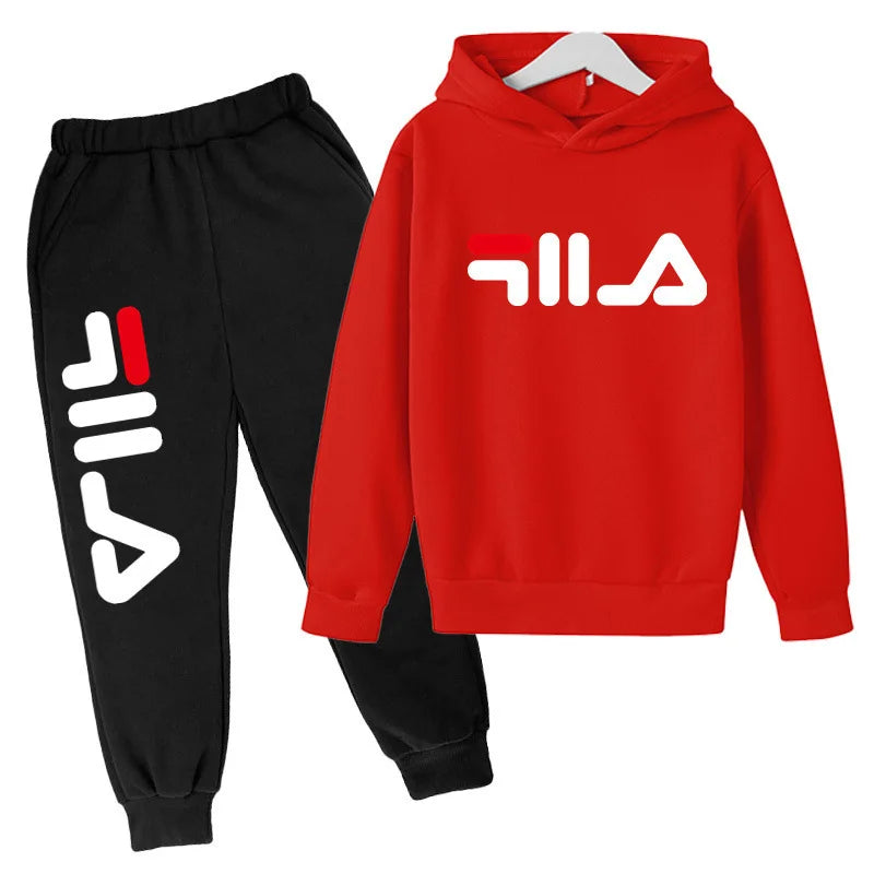 Kids Autumn Spring Trend Letter Print 2pcs Hoodie+Pants Tracksuits 2-13 Years Boys Girls Casual Outfits Children Clothes Sets