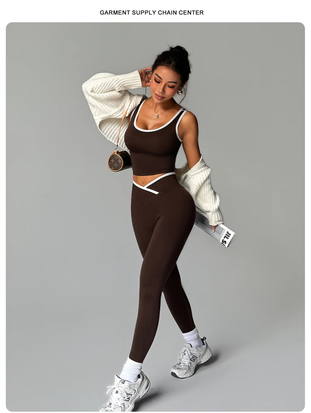 2 Piece Yoga Set Women Crossover V Waist Leggings Contrast Trim Sports Bra Gym Workout Matching Set Fitness Activewear Suit