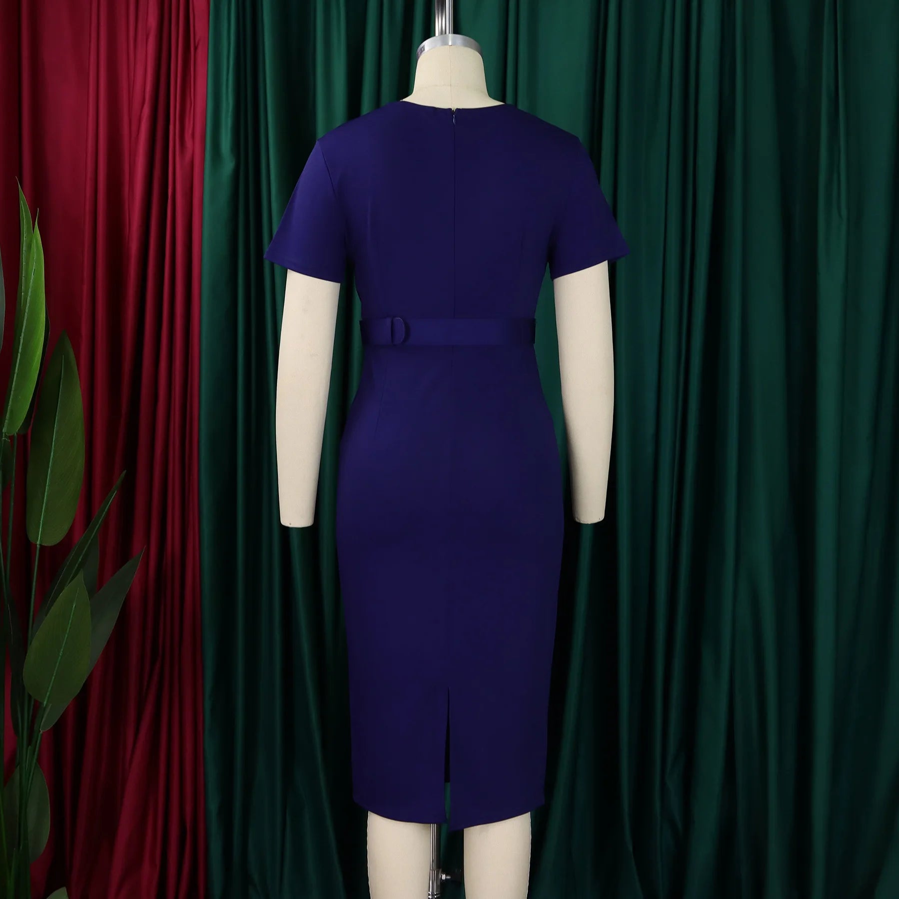 Summer New 2026 Women's Solid Color V-Neck Short Sleeve Dress Pencil Skirt Waist Tunle Material Fashionable Casual Maxi Dress