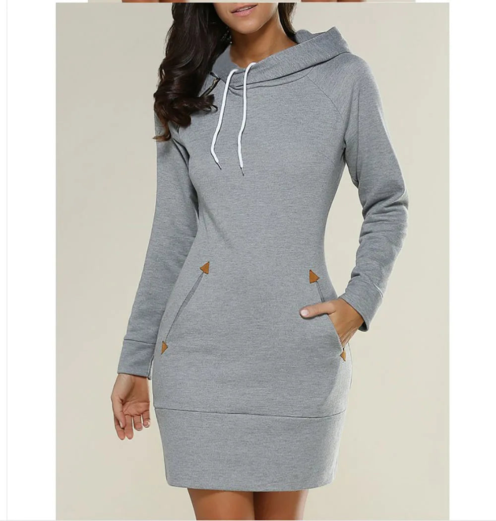 2024 Damen Damenbekleidung Kleider heiß verkaufter neuer Kapuzenpullover mit Reißverschluss, mittellanges Kapuzenkleid in 5 Farben und Größe 6 Kleid