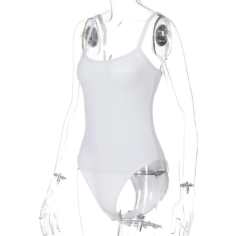 Trägerloser, figurbetonter, sexy Body, lässig, einfach, weiß, Sommer, Body, Damen-Oberteile, ärmellos, transparenter Body, Jumpsuit, eng anliegend