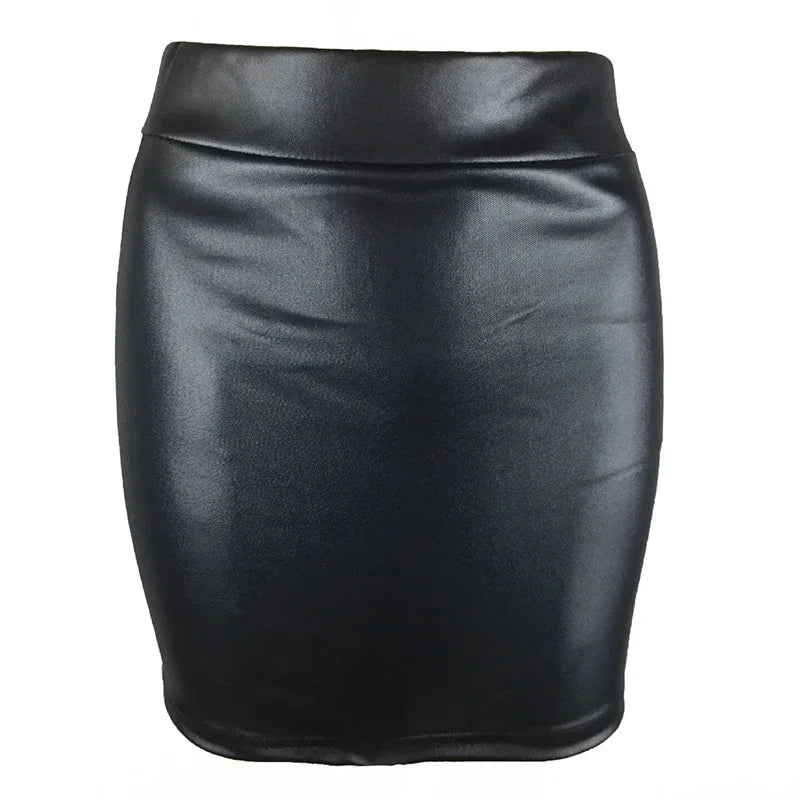 Damen High-Waist Minirock Slim Fit Vintage Bodycon Hüft-Bleistiftrock Sexy Kunstleder Clubwear Bürokleidung für Damen
