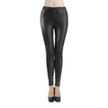 Warme PU-Leggings Damen Leder-Pantalons Hohe Taille Thermo-Strumpfhosen Elastische Hosen Winter Fleecegefütterte Schwarze Hose Jeggings