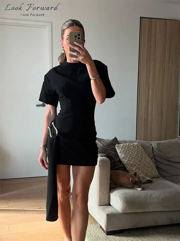 Elegantes Minikleid Damen Schleifen Schmal O-Ausschnitt Kurzarm Über dem Knie Kleider Weiblich Frühling Sommer Partykleid Lady High Street