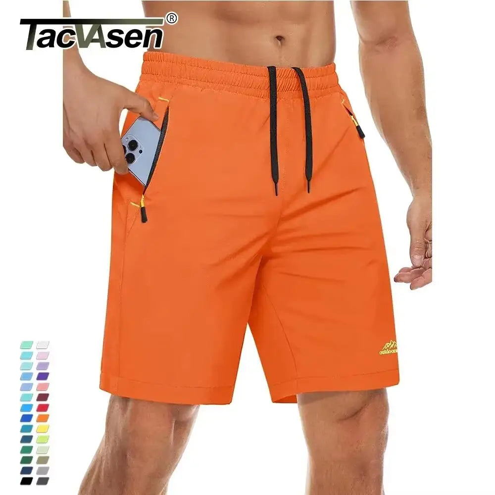 TACVASEN Quick Dry Sportshorts mit Reißverschlusstaschen Herren Sommer Laufshorts Fitnessstudio Training Workout Fitness Wandershorts